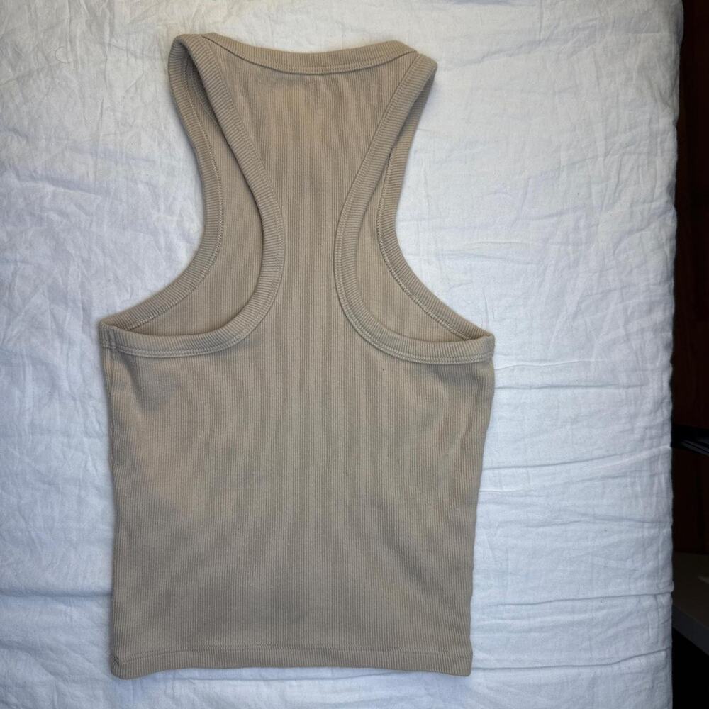 Abercrombie high neck ribbed tan tank top slightly cropped “soft rib” - XXS - Picture 4 of 8